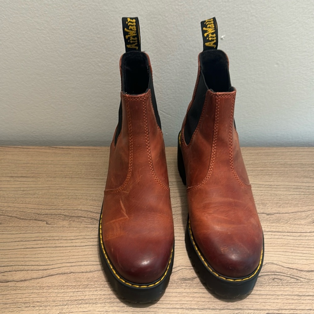 DISCONTINUED Dr Martens Rometty Platform Leather Boots - Brick color